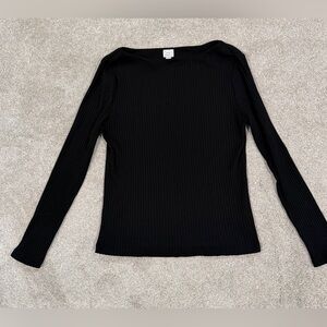 A New Day Women’s Black Ribbed Long Sleeve Top Size Large